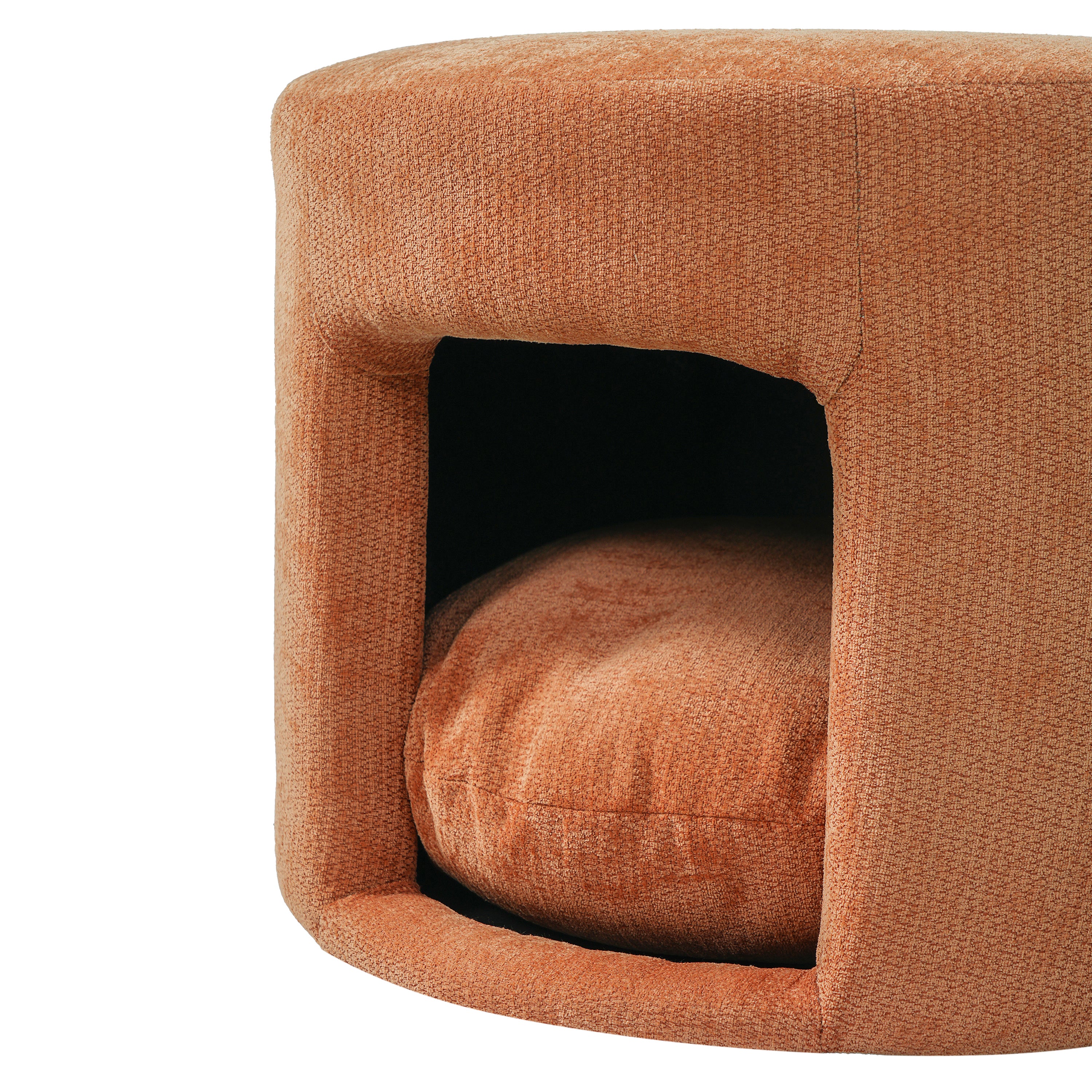 Orange Pet Friendly Ottoman with Removable Pet Cushion