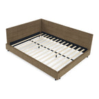 Queen Size Upholstered Tufted Bed Frame in Velvet Brown