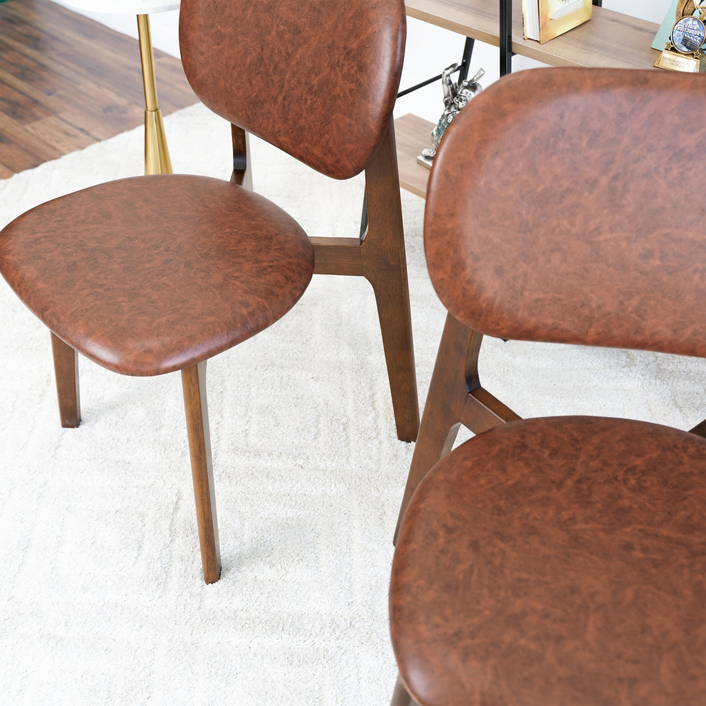 Kelsey Brown Leather Dining Chair Set of 2
