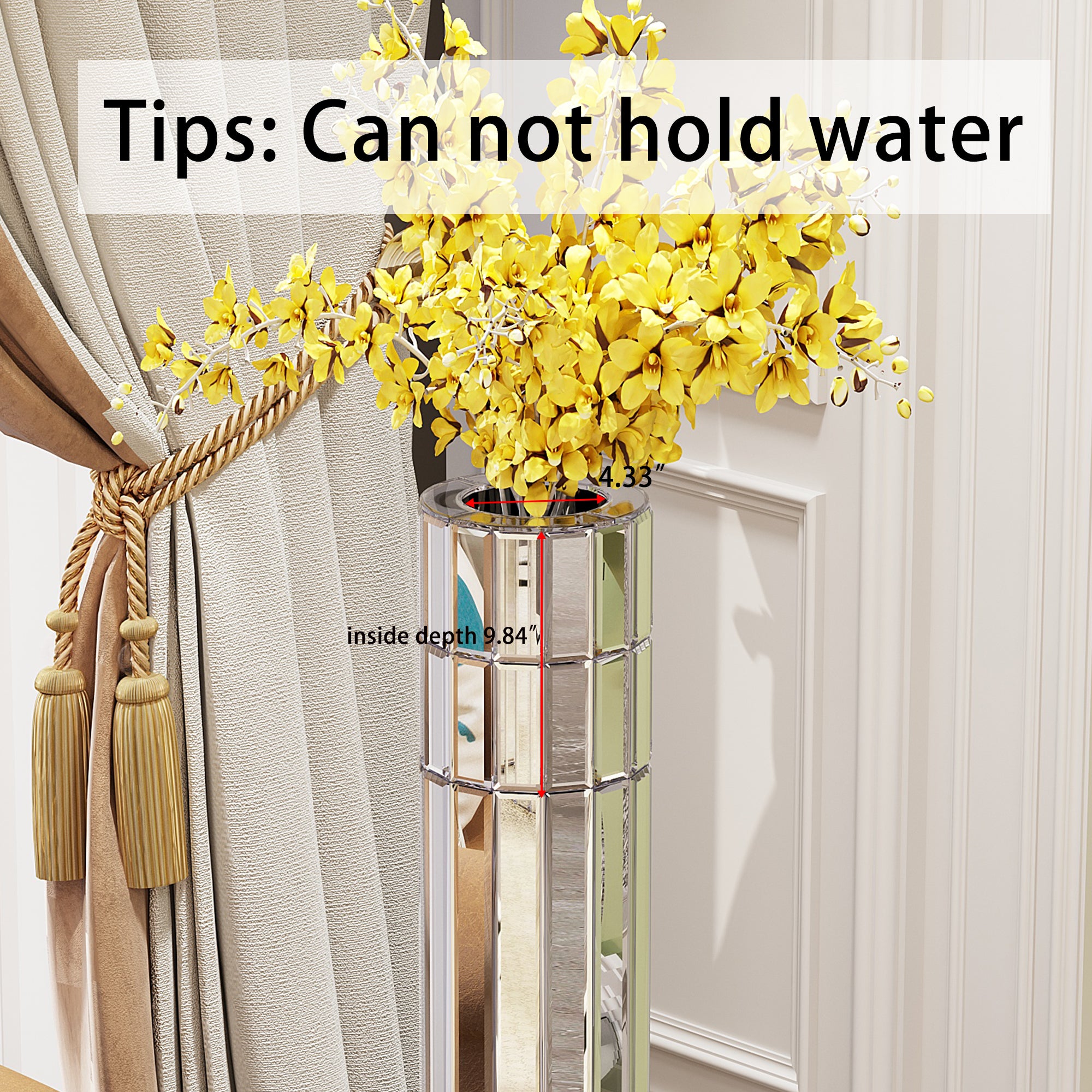 29.92" Tall Mirrored Floor Vase
