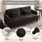 Mid Century Modern Chenille Fabric Loveseat Sofa
