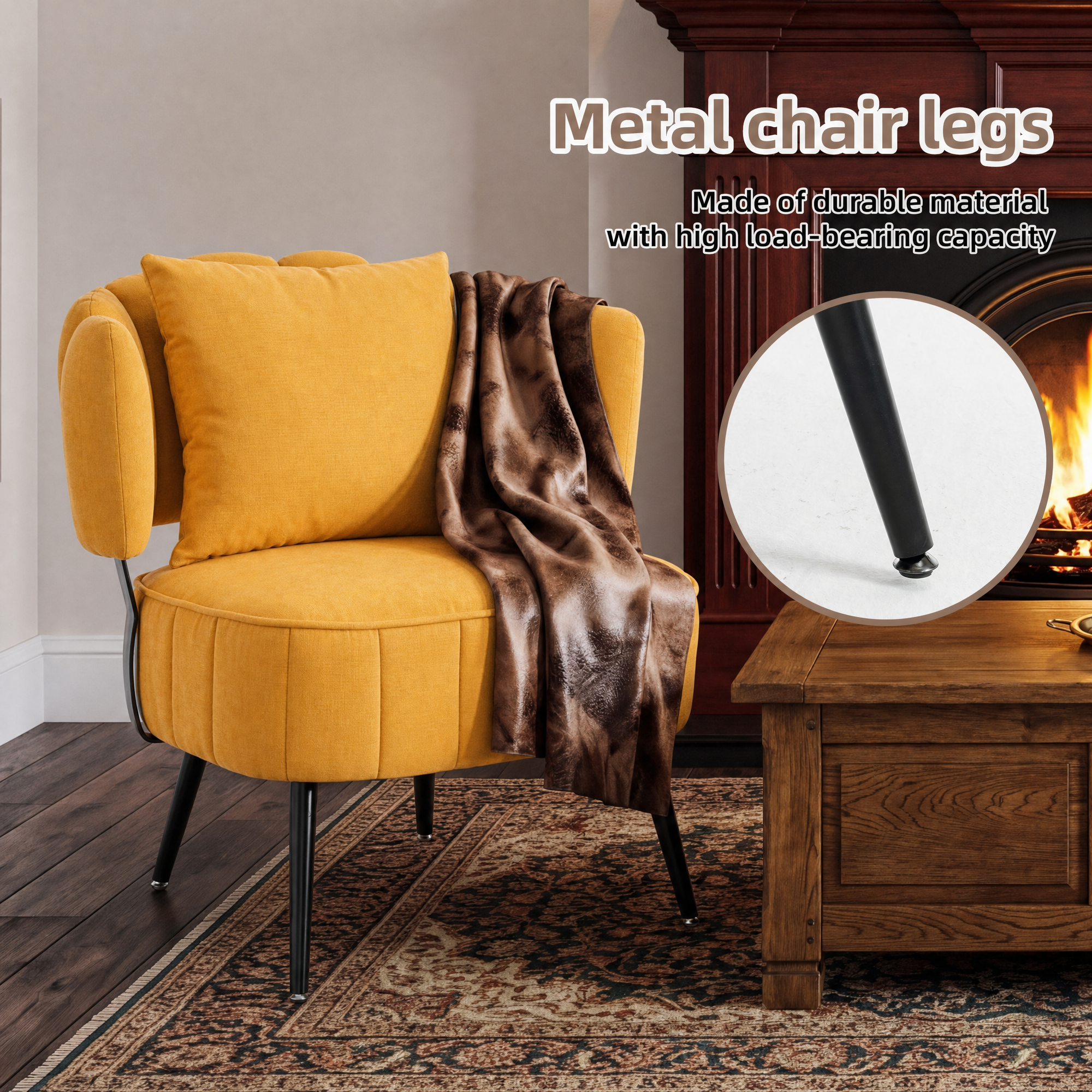 Decorative Armchair with Spring Seat Cushion and Slipcover
