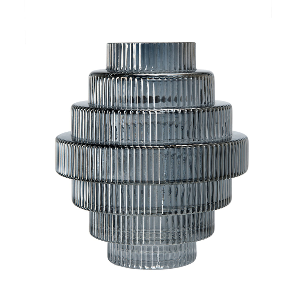 Multi-Tiered Geometric Vase with Smoked Finish