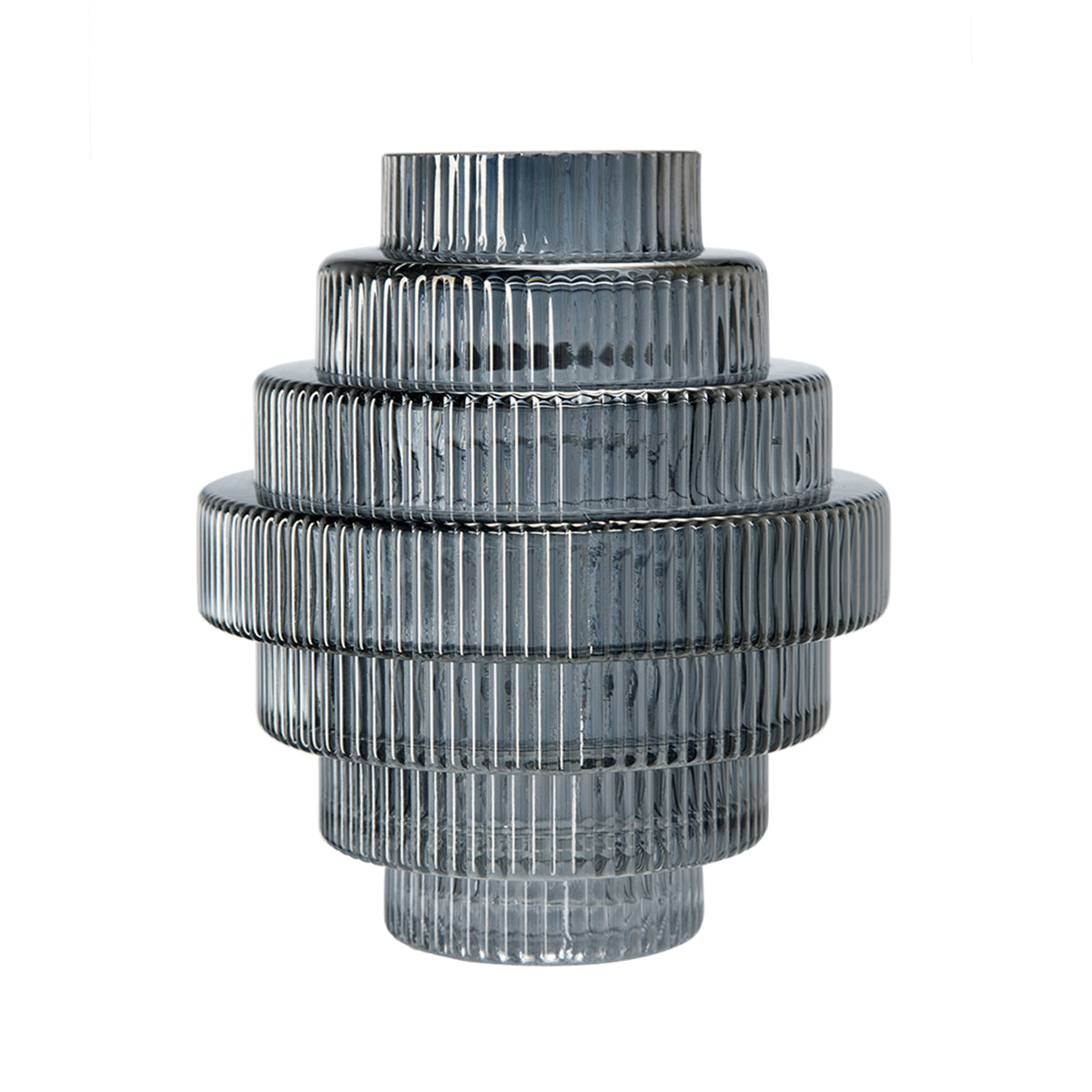 Multi-Tiered Geometric Vase with Smoked Finish