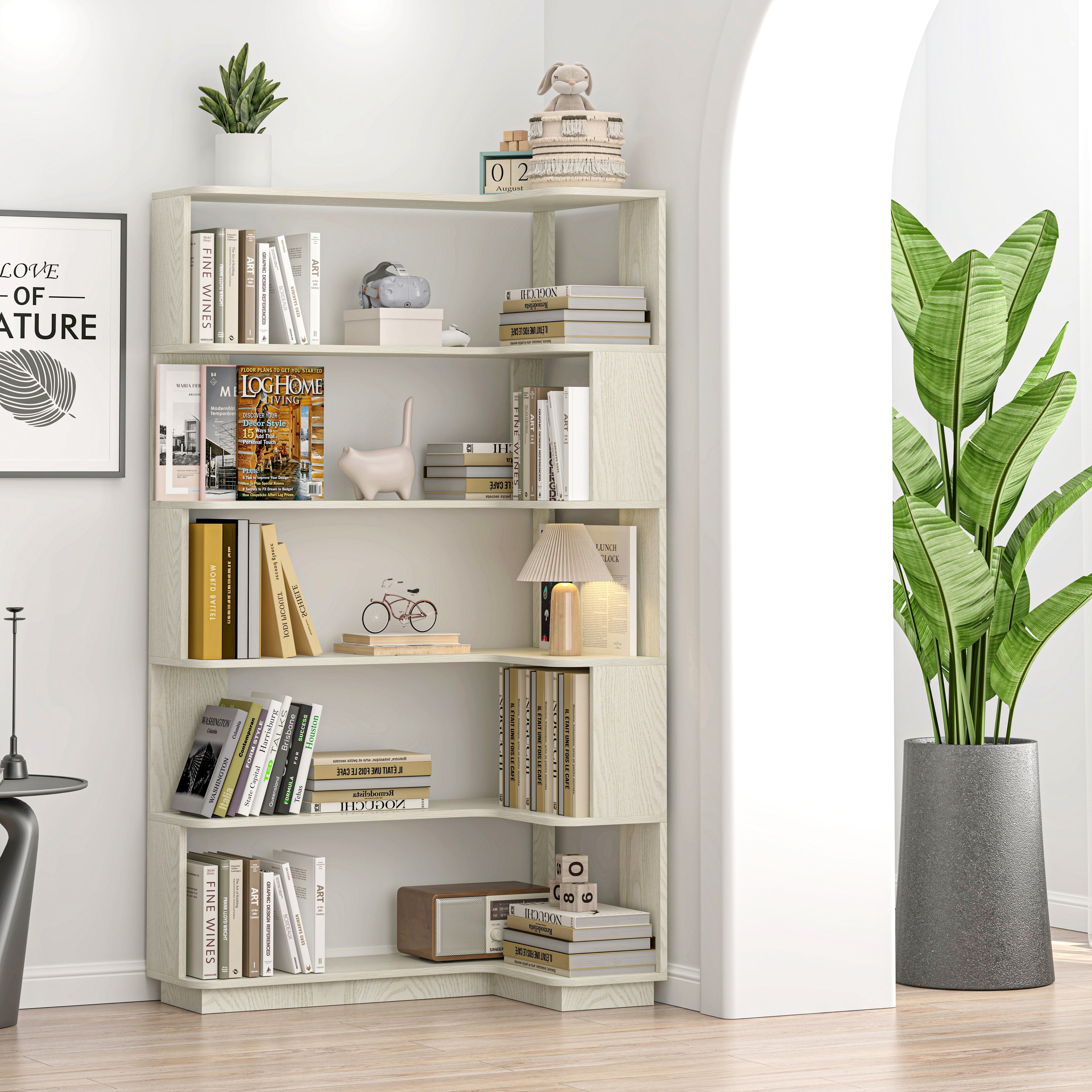 90cm Freestanding Corner Bookshelf