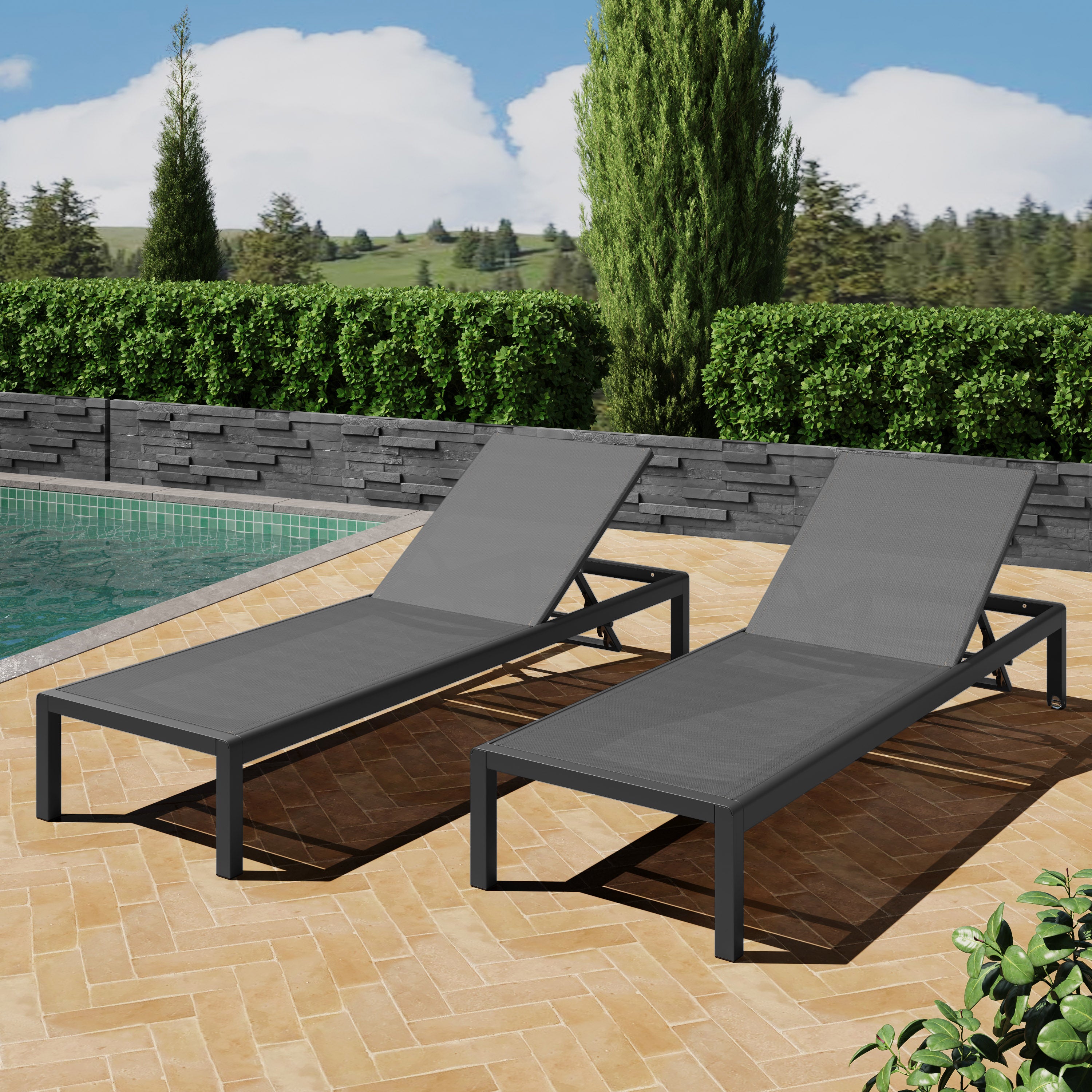 Cape Coral KD Chaise Lounge Black (Set of 2)