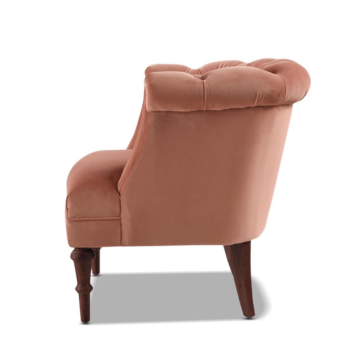 Katherine Tufted Accent Chair, Peach Velvet