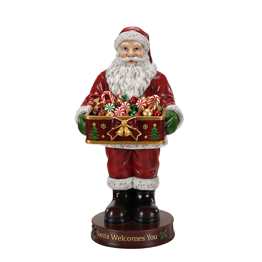 Christmas Santa Claus Statue with Storage Tray, Red and White