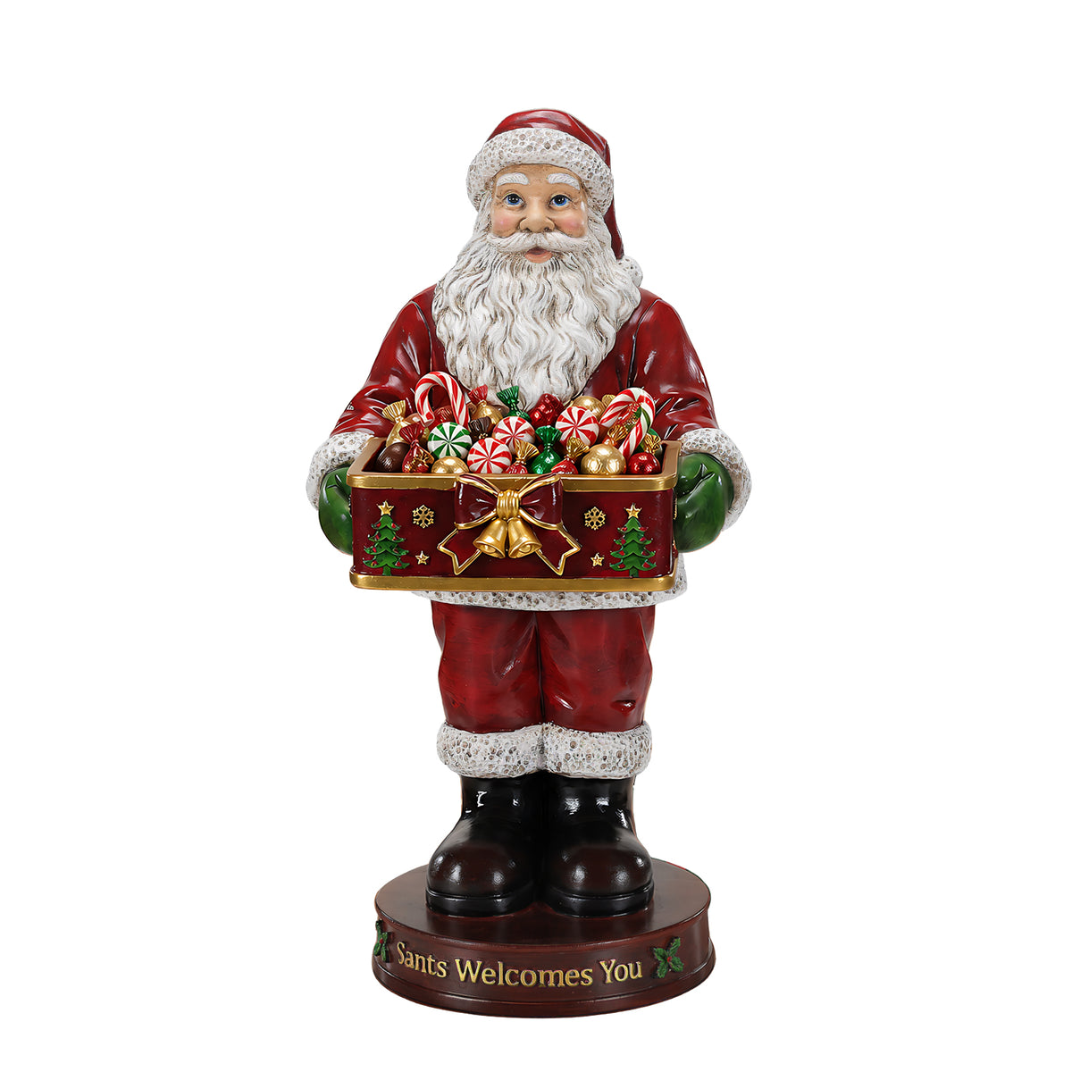 Christmas Santa Claus Statue with Storage Tray, Red and White