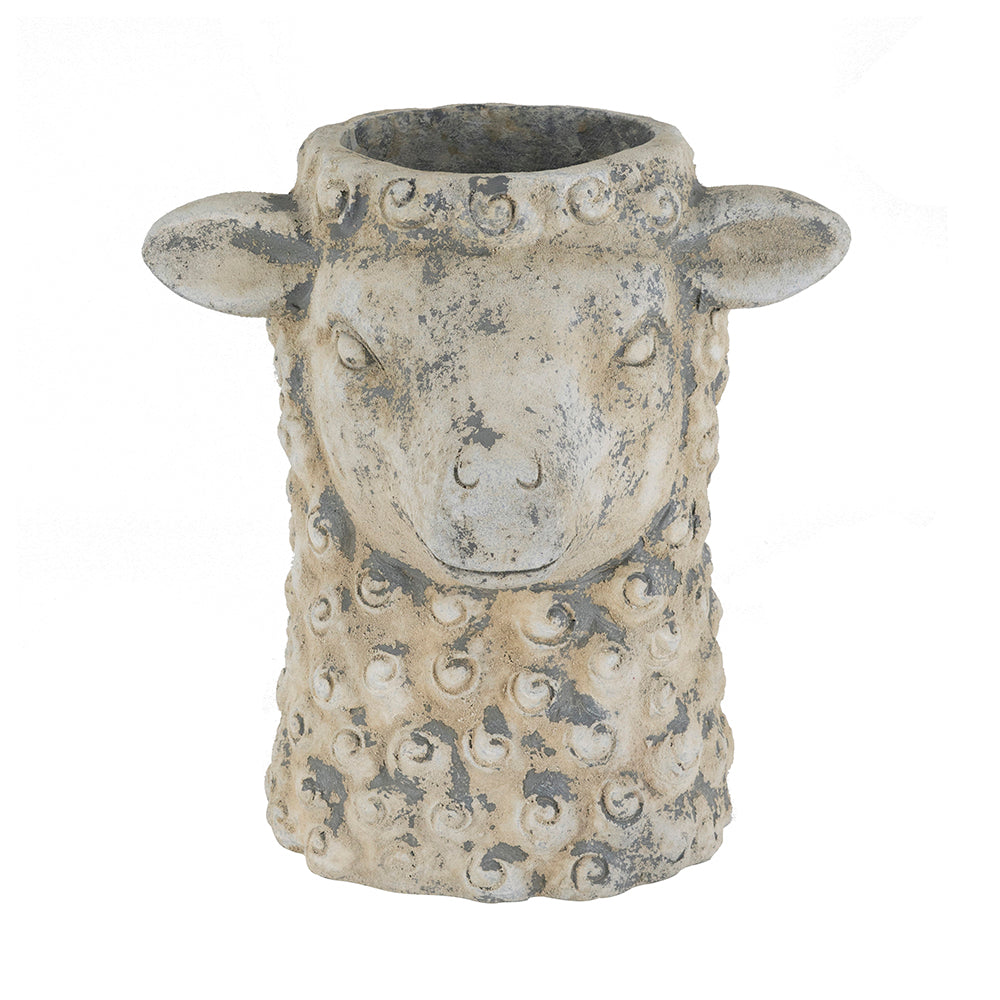 Magnesium Sheep Head Planter with Distressed Finish
