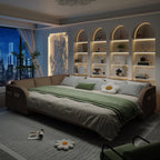 115.2" L-Shaped Pull-Out Bed Sleeper Sofa - Brown