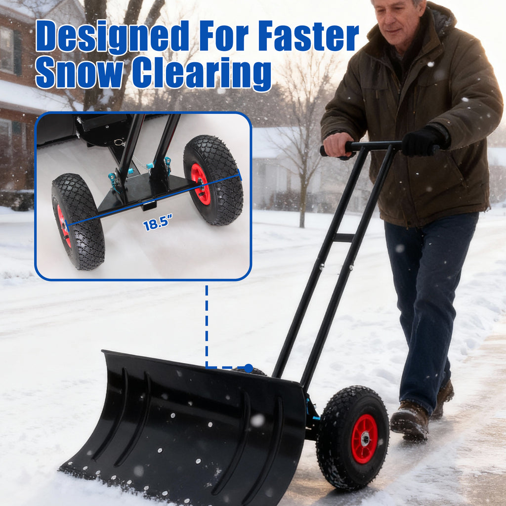 30" Heavy Duty Snow Shovel with Wheels