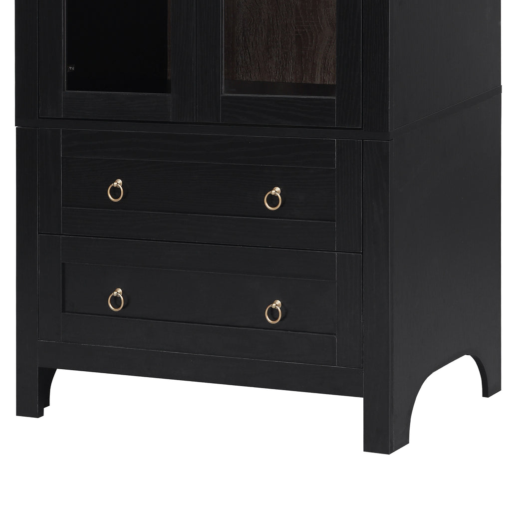 K&K 71" Tall Arched Kitchen Pantry Cabinet