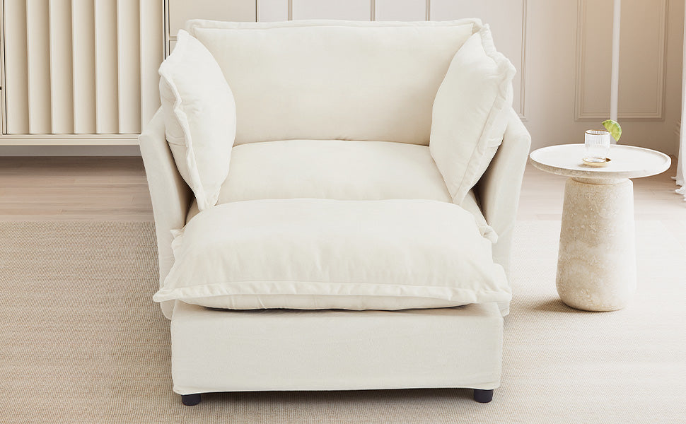 Modern Armchair Sofa with Movable Ottoman