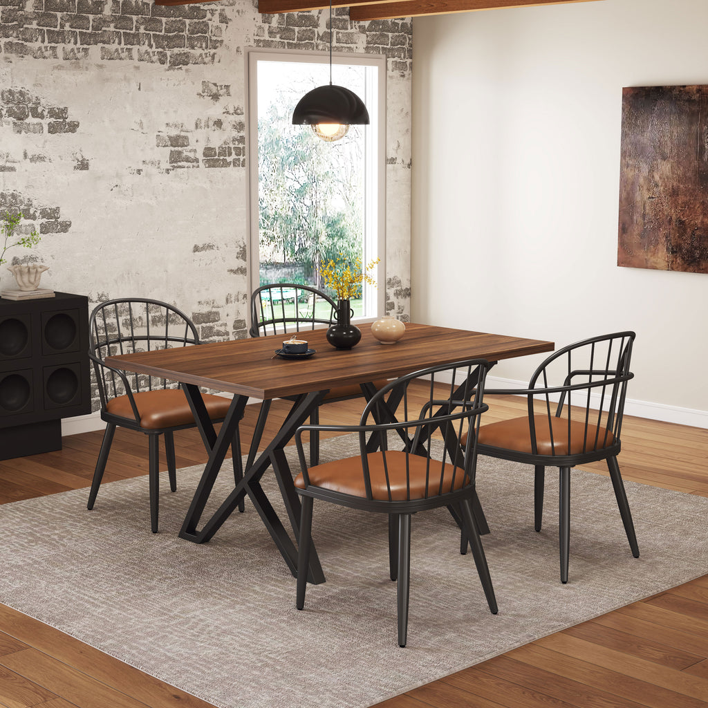 Indoor Upholstered Dining Chair With Metal Legs (Set of 2)
