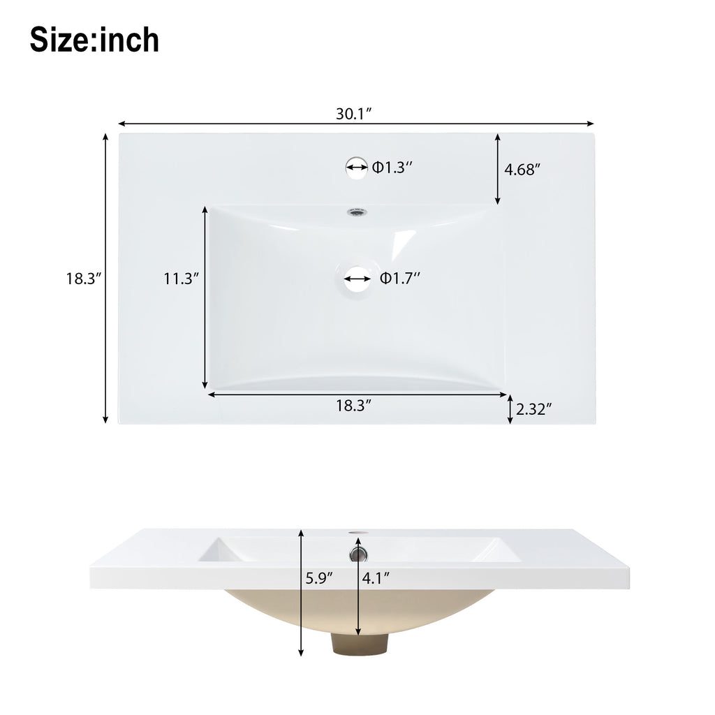 30" Bathroom Vanity Set with Sink, Combo Cabinet, Bathroom Storage Cabinet