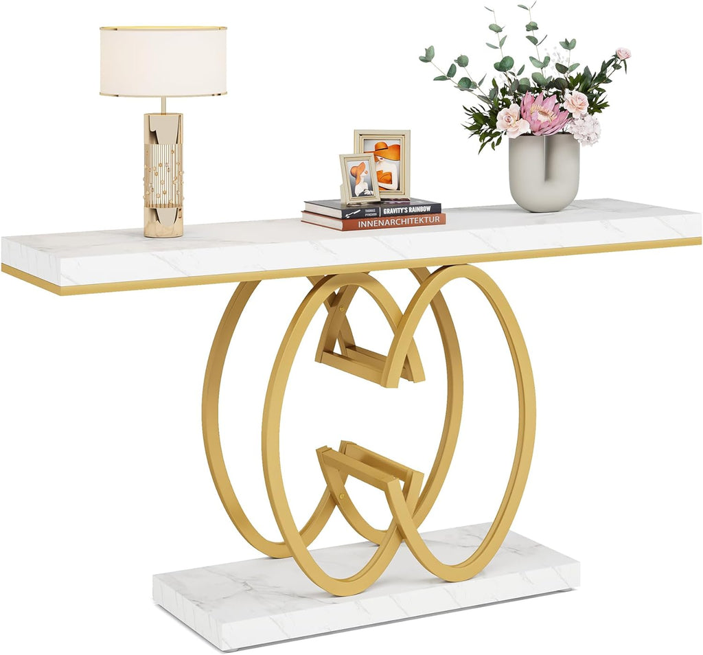 Luxurious 55" Faux Marble Console Table