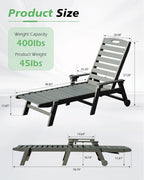 Patio Lounge Chair Outdoor, HDPE Chaise Lounge