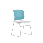 Modern Stacking Chairs Set of 4 in White and Blue