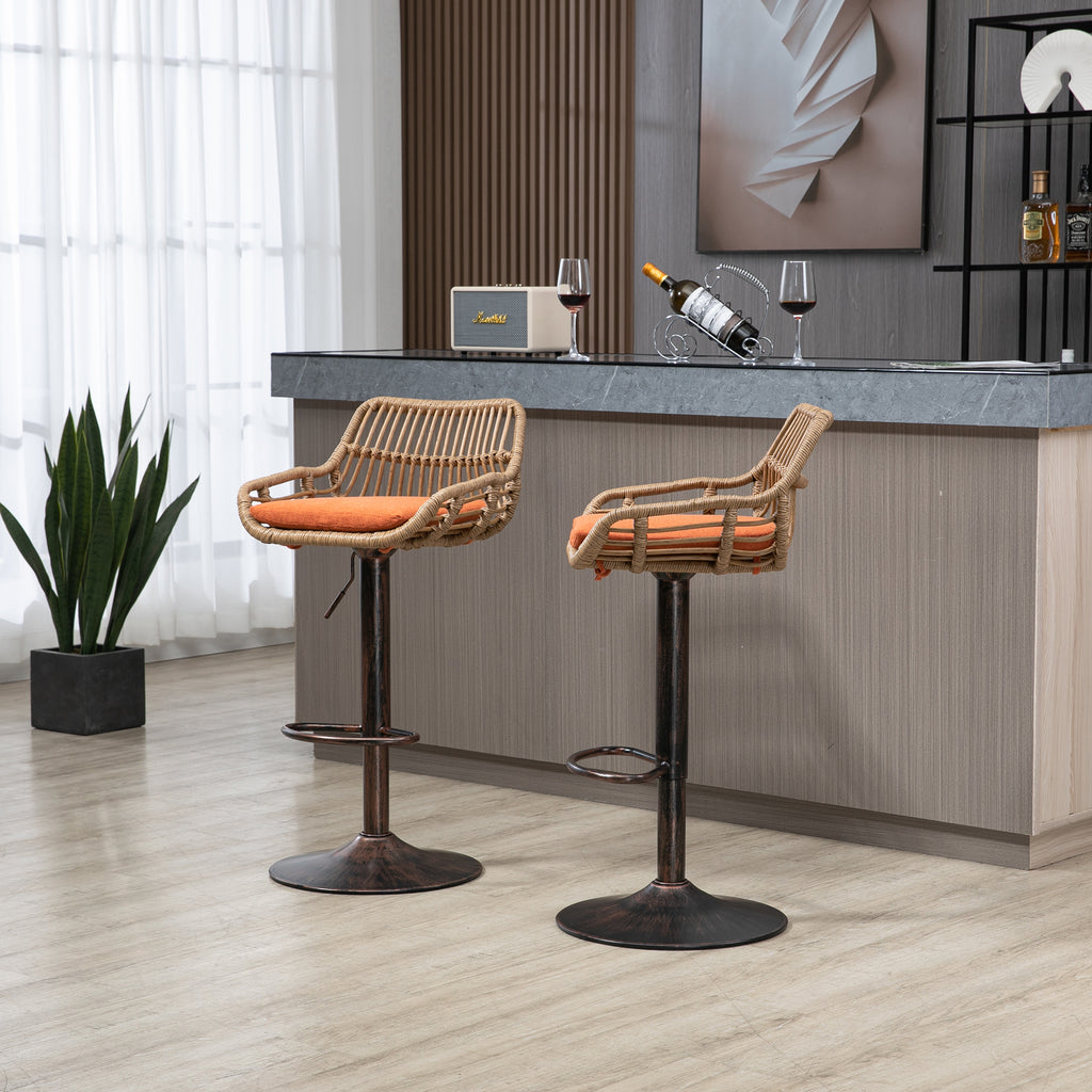 Modern Swivel Bar Stools Set of 2 Adjustable Counter Height Chairs