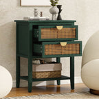 2 Drawer Side Table in Natural Rattan