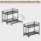 Twin Size Metal Pull-Out Bunk Bed with Guardrail and Built-In Ladder