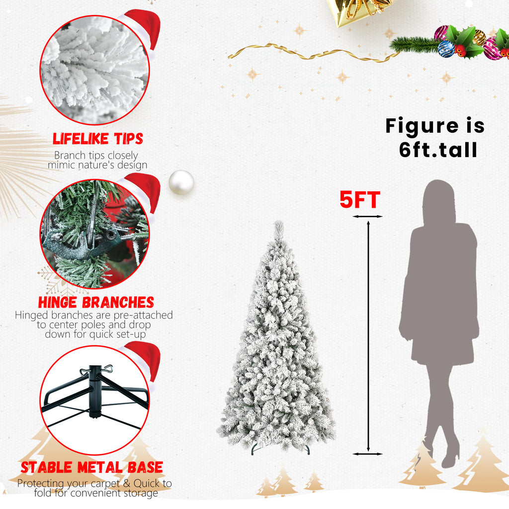 6FT Flocked Christmas Tree with 752 Tips