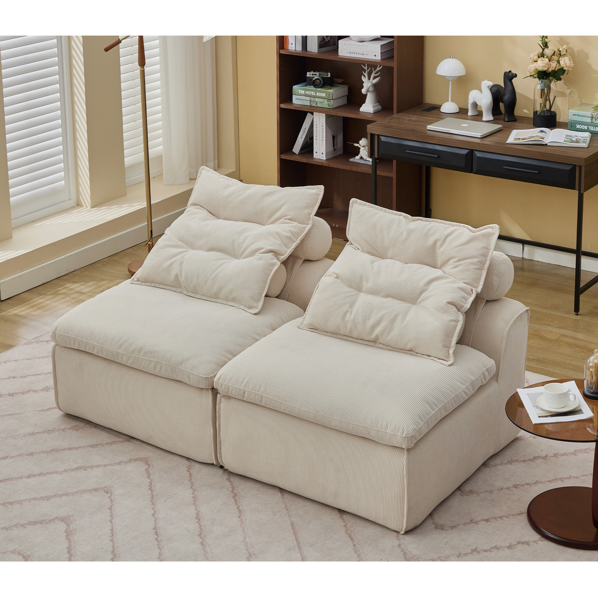 Modular Sofa with Soft Corduroy Fabric