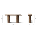 Arbor 60" Reclaimed Elm Double Pillar Console Table, Heritage Medium-Dark