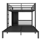 Queen Over Queen Size Bunk Bed Frame with Built-in Wardrobe