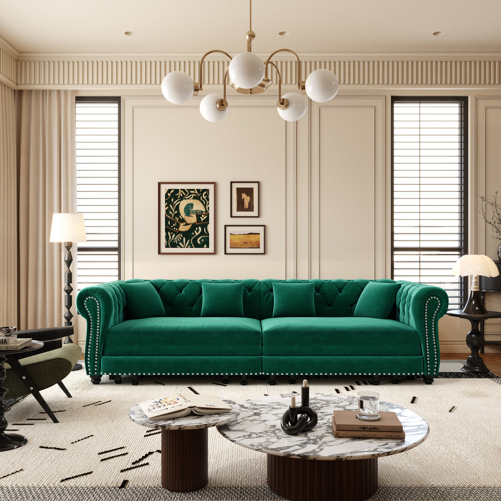 Chesterfield Sofa Bed - 3-in-1 Velvet Convertible