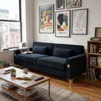 Luxury Velvet Sofa with Gold Metal Accents