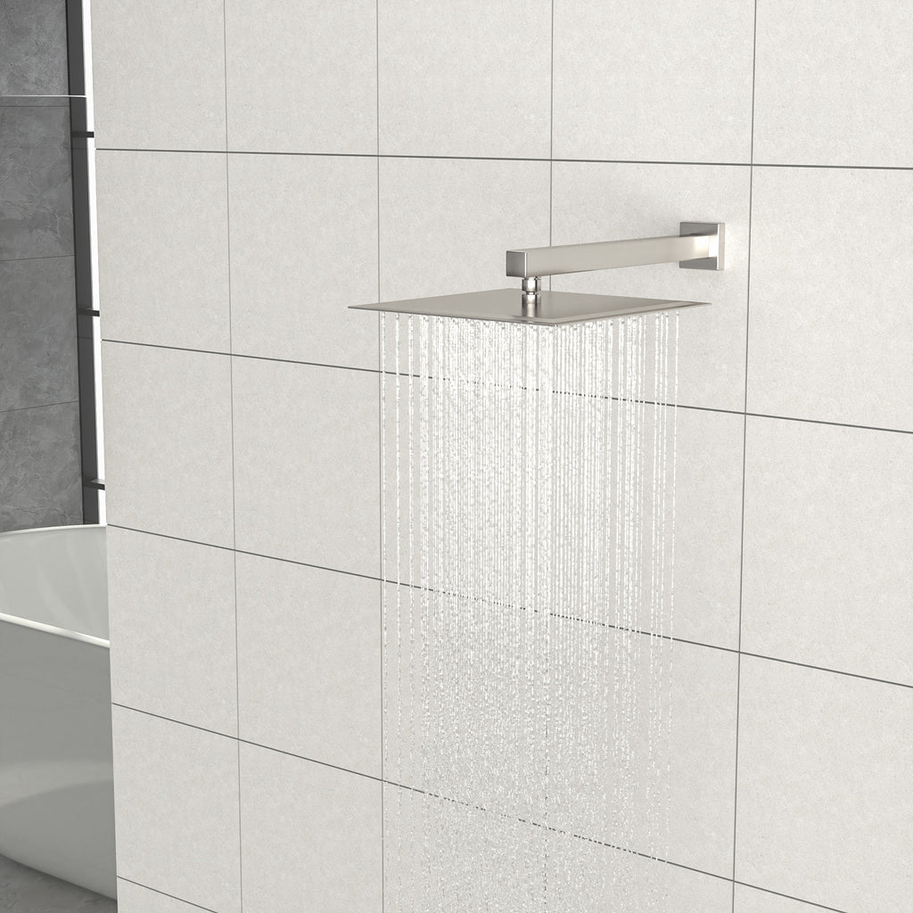 16" Wall Mounted Shower Arm with Flange, Brushed Nickel