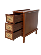 End Table - Rattan Narrow Side Table with 3 Drawers