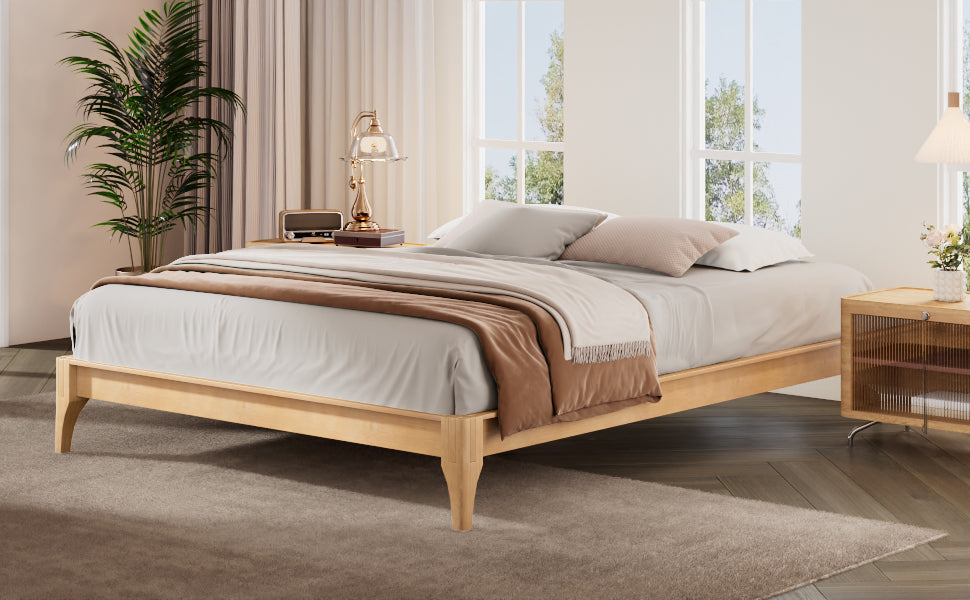 12 Inch Queen Size Solid Dry Bamboo Wood Platform Bed Frame