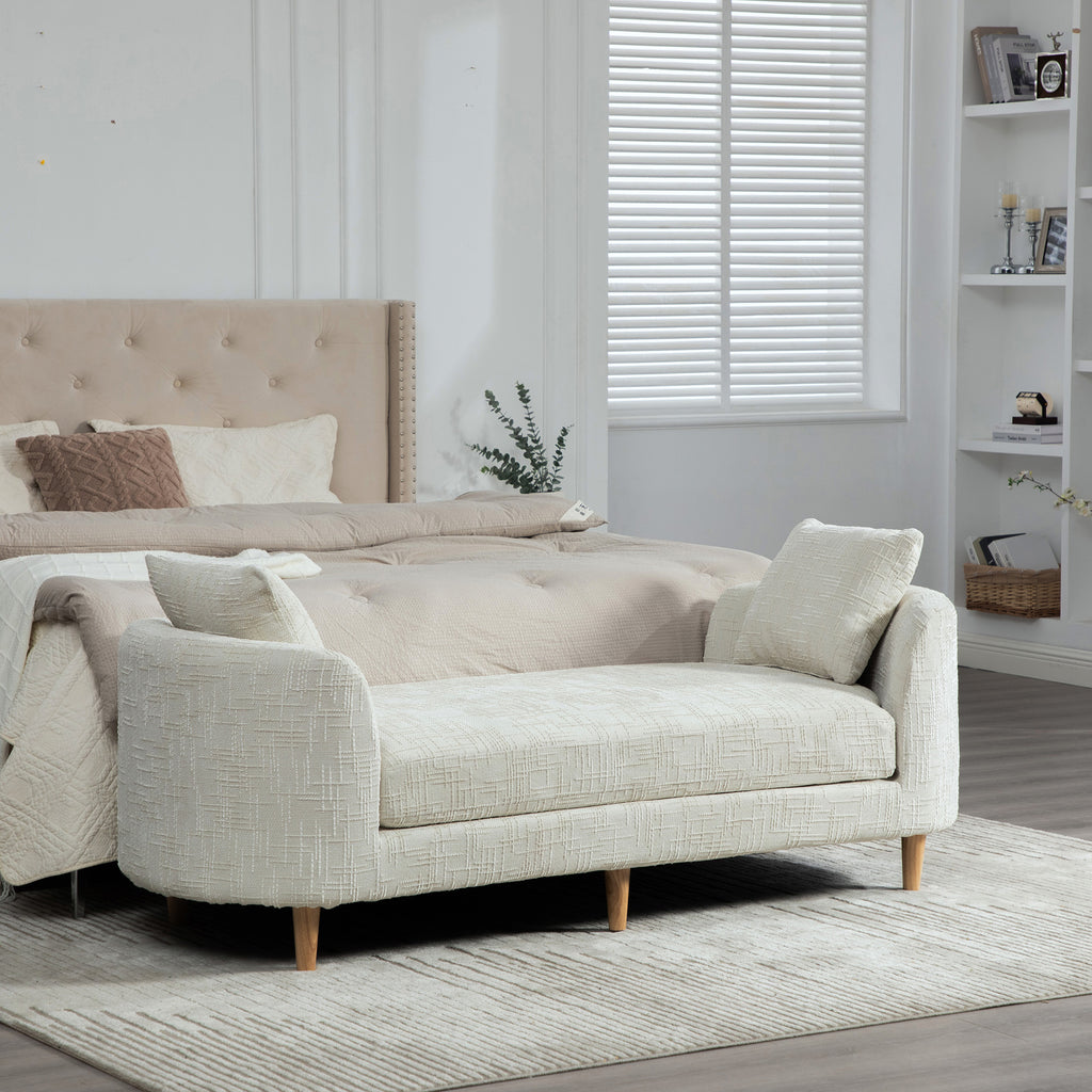 Modern Upholstered End of Bed Bench with Armrests