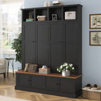 VIBE HAUS 76.7''H Farmhouse Hall Tree with Bench and Cabinet