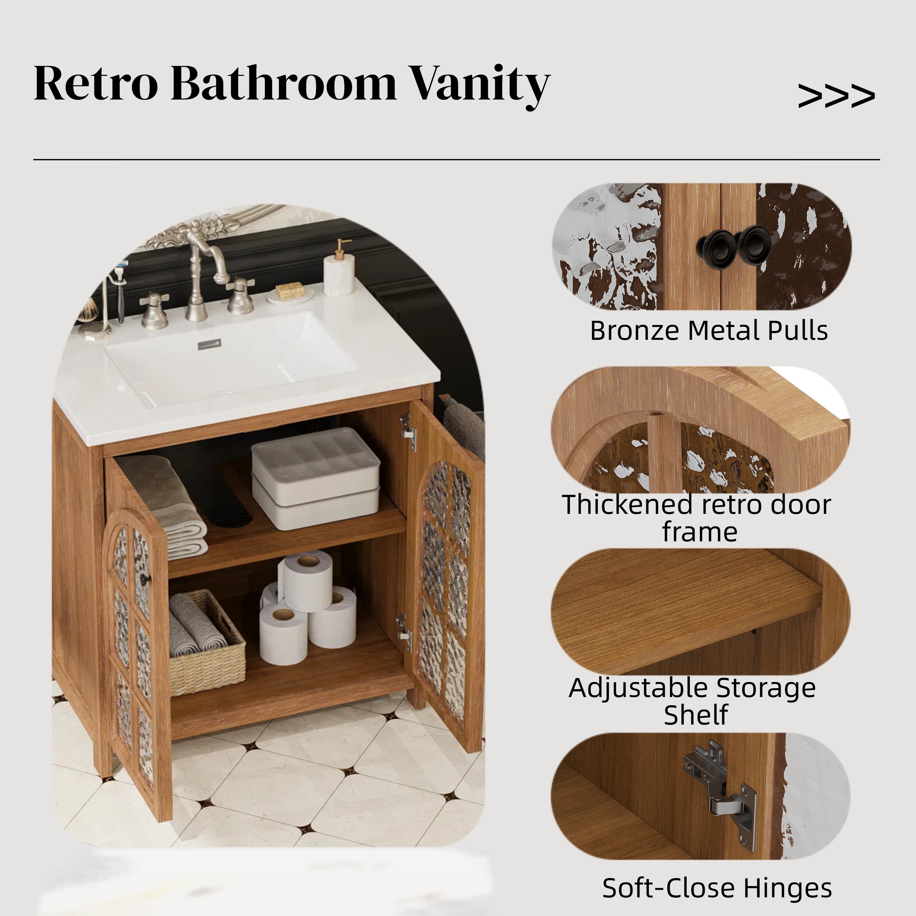 30 Inches Bathroom Vanity with Ceramic Sink
