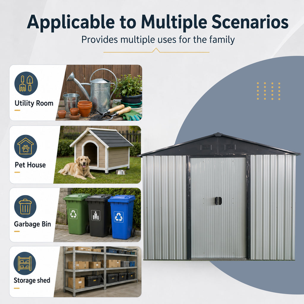 8ft x 4ft Outdoor Metal Storage Shed