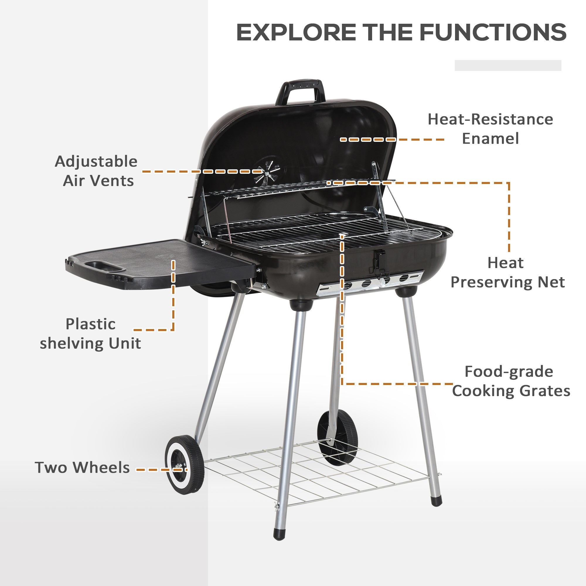 Outsunny 21" Portable Charcoal BBQ Grill