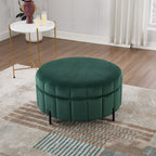 Upholstered Round Ottoman With Reversible Lid