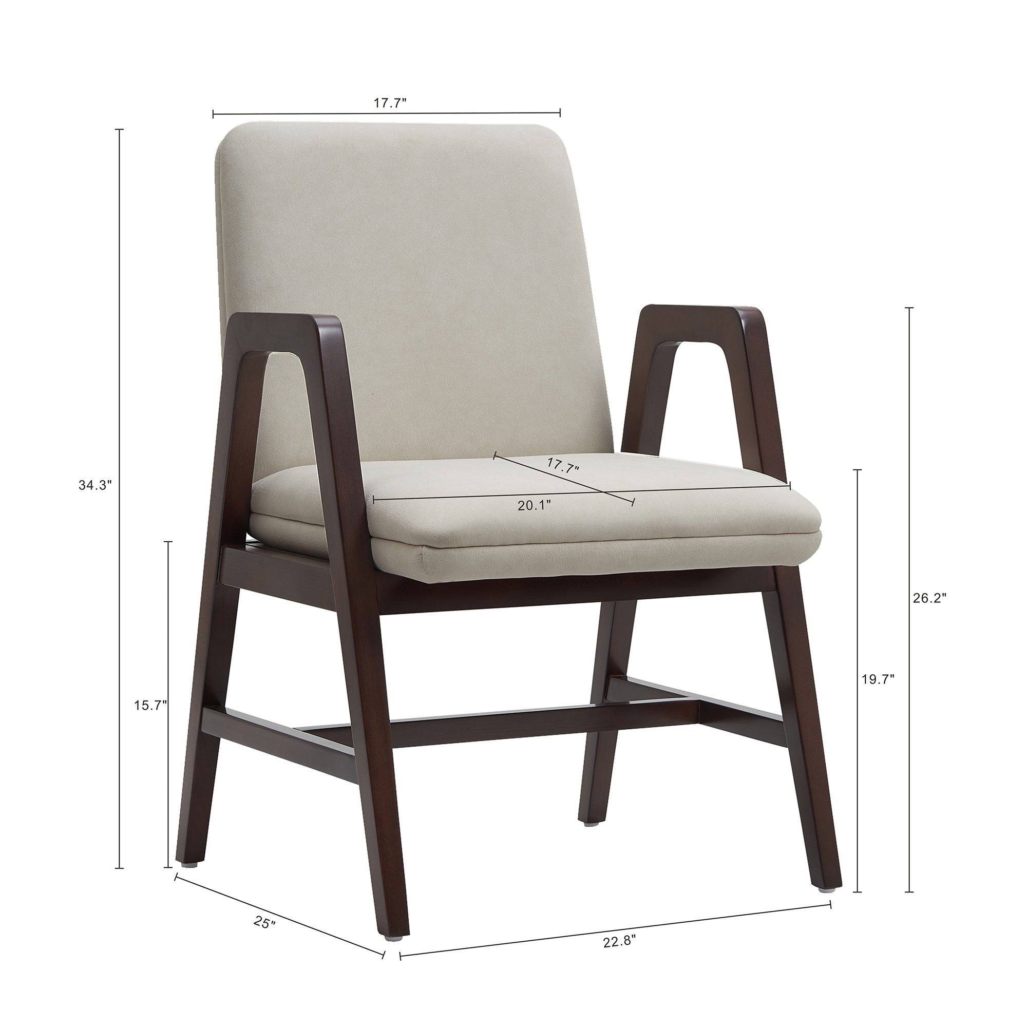 Stella Wood Velvet Armchair in Champagne