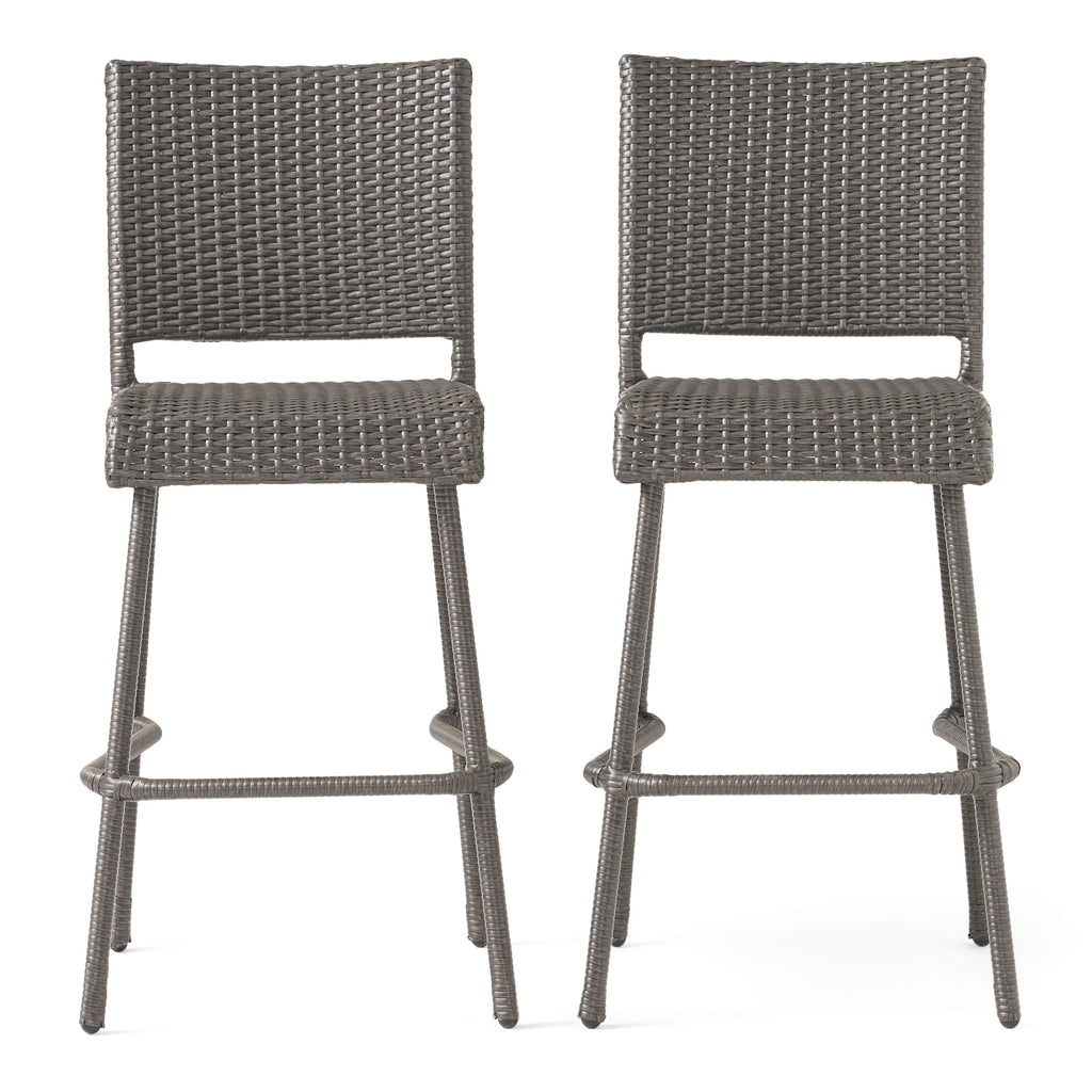 29" Outdoors PE Rattan Armless Barstools, Set of 2
