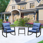 3 Pieces Patio Bistro Set Outdoor Rocking Chair