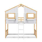 Twin Over Twin House Bunk Bed with Roof