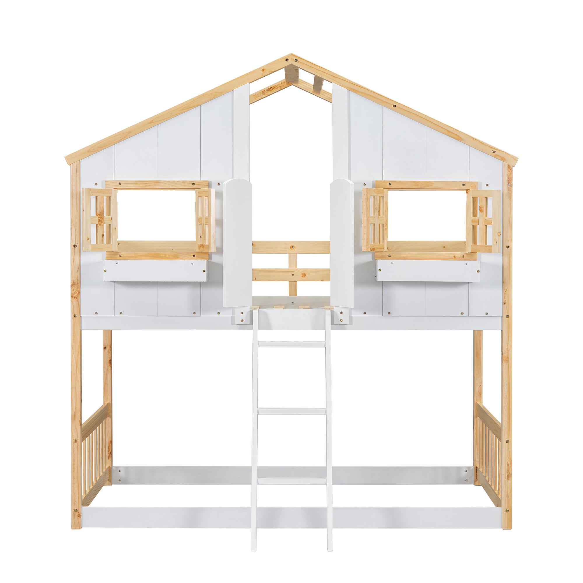 Twin Over Twin House Bunk Bed with Roof