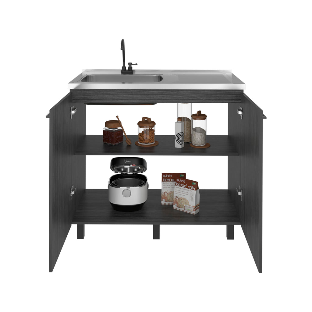 Gold Utility Sink Cabinet with 2 Doors and 3 Shelves, SMOKY