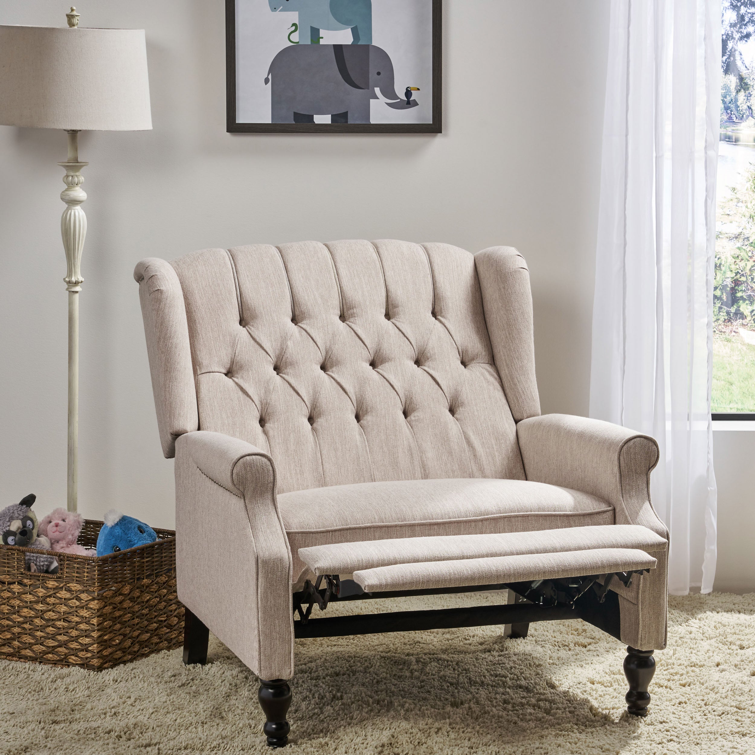 Push Back Recliner Chair with Rivet Decoration