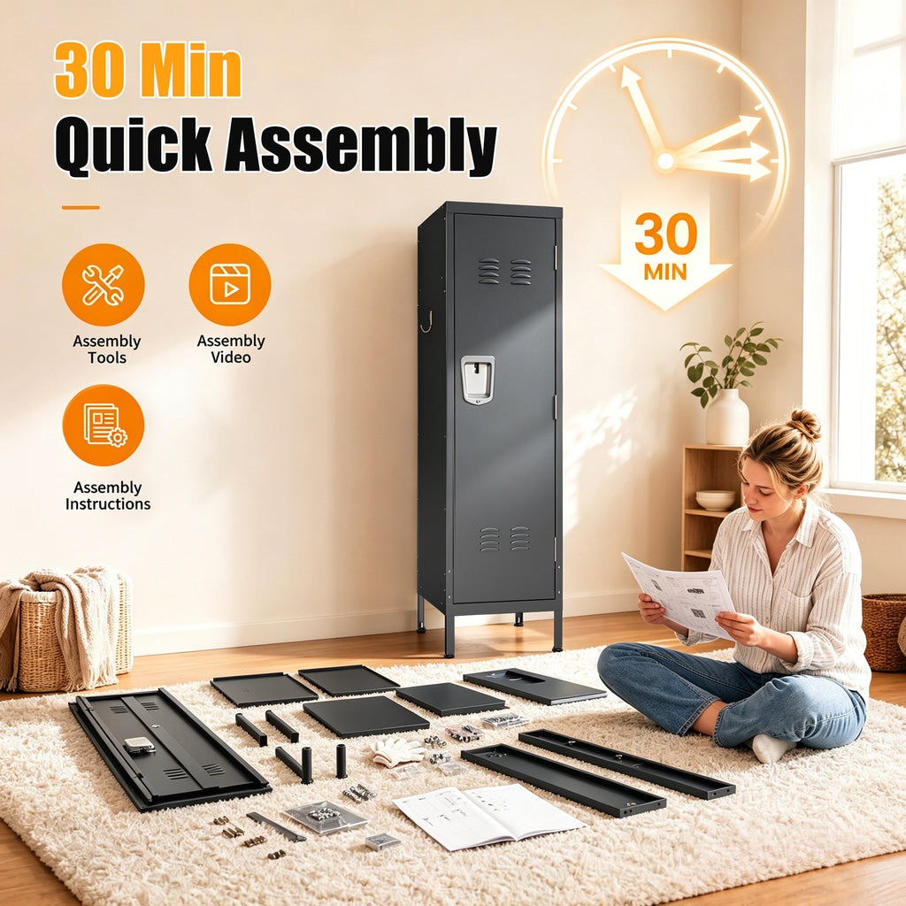 55" Tall Metal Wardrobe Cabinet