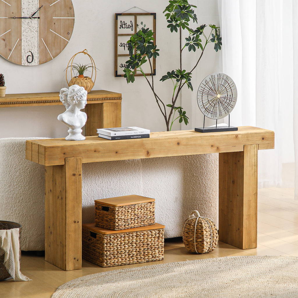 63" Solid Wood Console Table